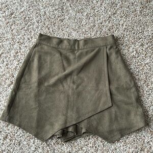 Soprano Suede Skort in Olive Green | Suede Skort | Skirt with Shorts | Skort